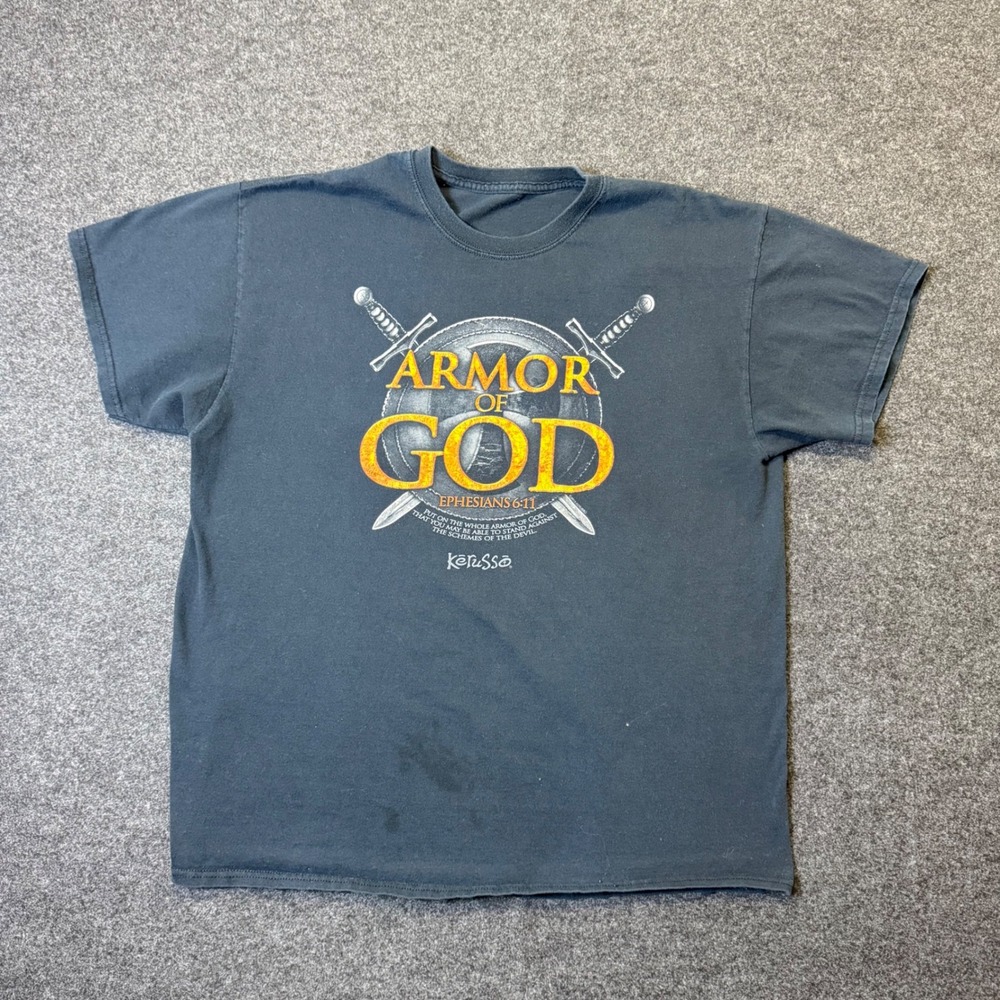 Kerusso Armor of God T-Shirt Mens XL Black Ephesians Graphic Tee Short Sleeve